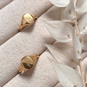Chevalière Flora en plaqué or 18 carats étanche